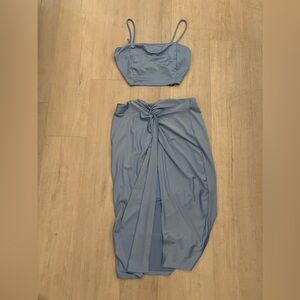 All saints baby blue crop top and skirt